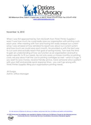 Options & Advocacy Letter of Reference